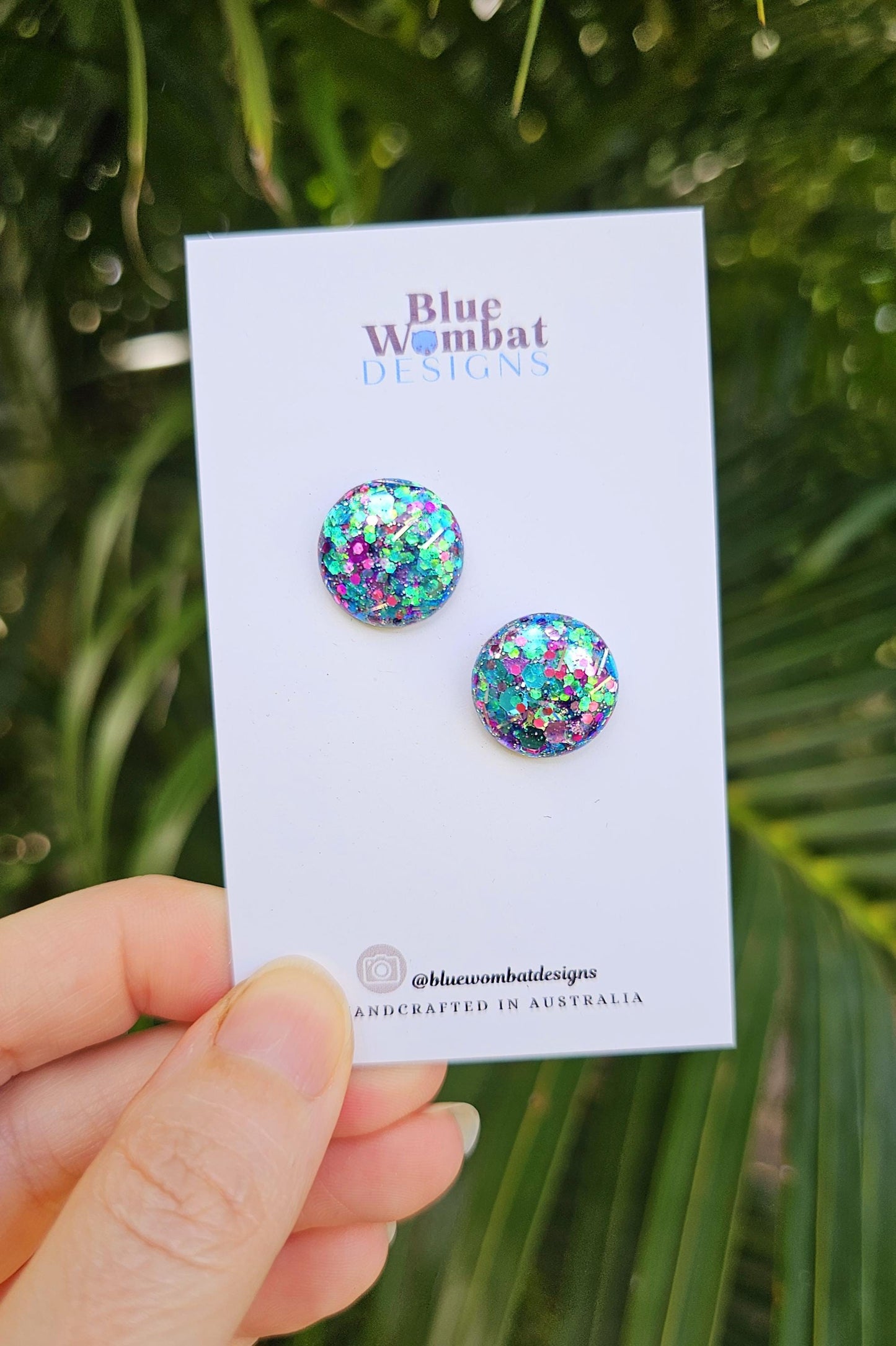 Glitter Resin Domed Studs 16mm