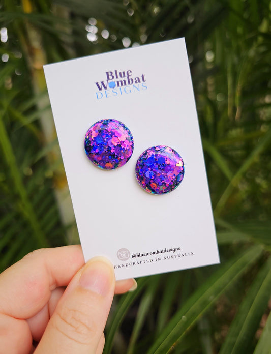 Chameleon Iridescent Glitter Resin Domed Studs 20mm