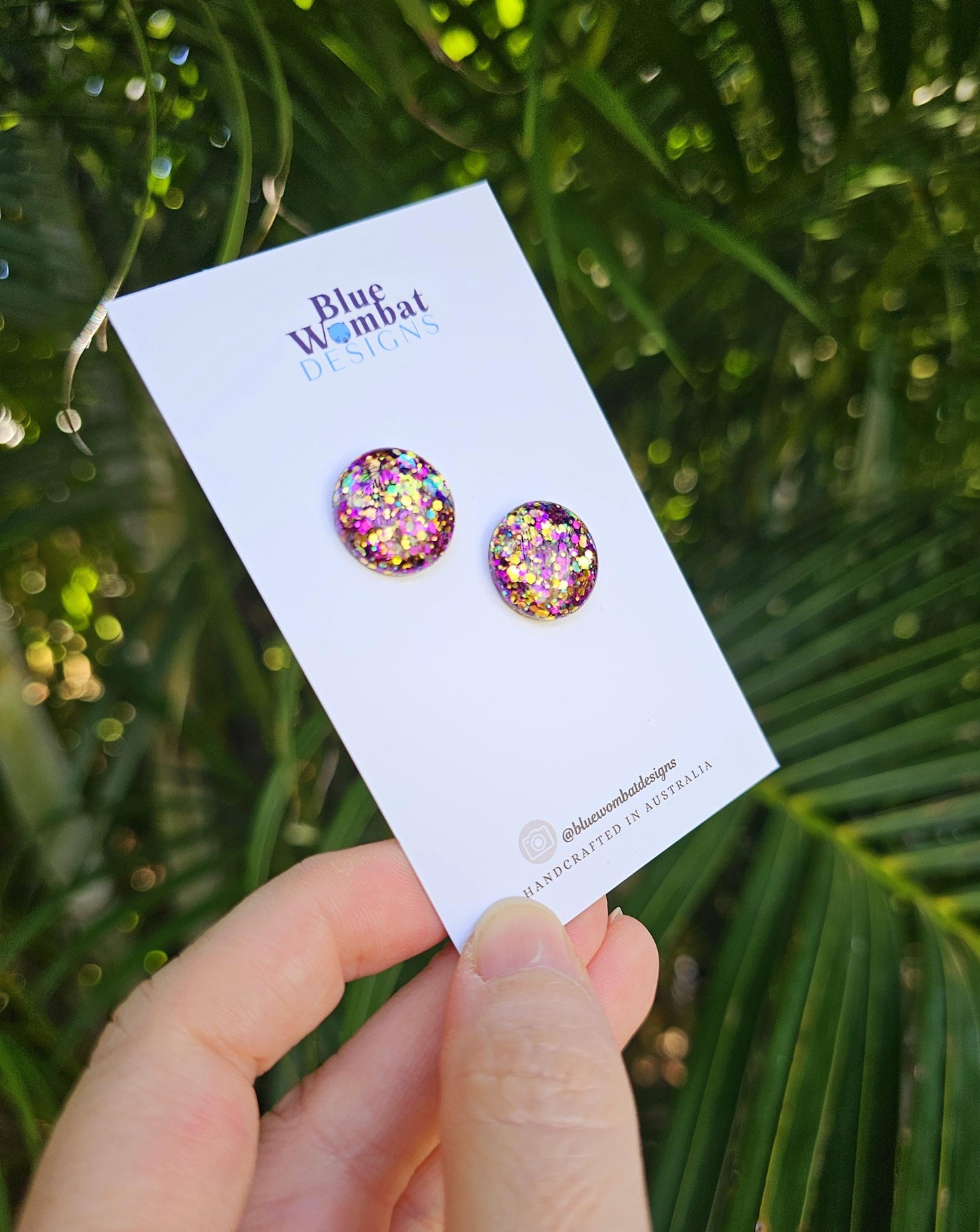Colourful Glitter Sparkle Resin Domed Studs 16mm