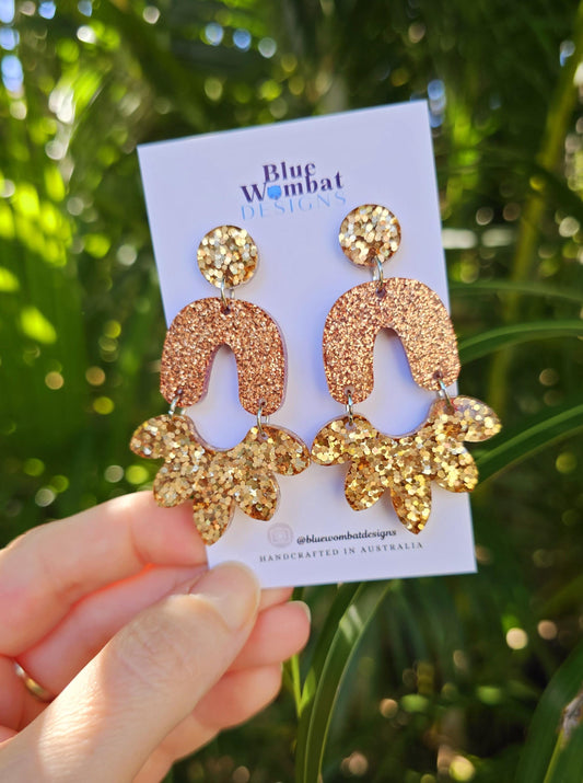 Resin Sparkle Glitter Large Statement Dangle Earrings