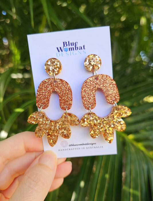 Resin Sparkle Glitter Large Statement Dangle Earrings