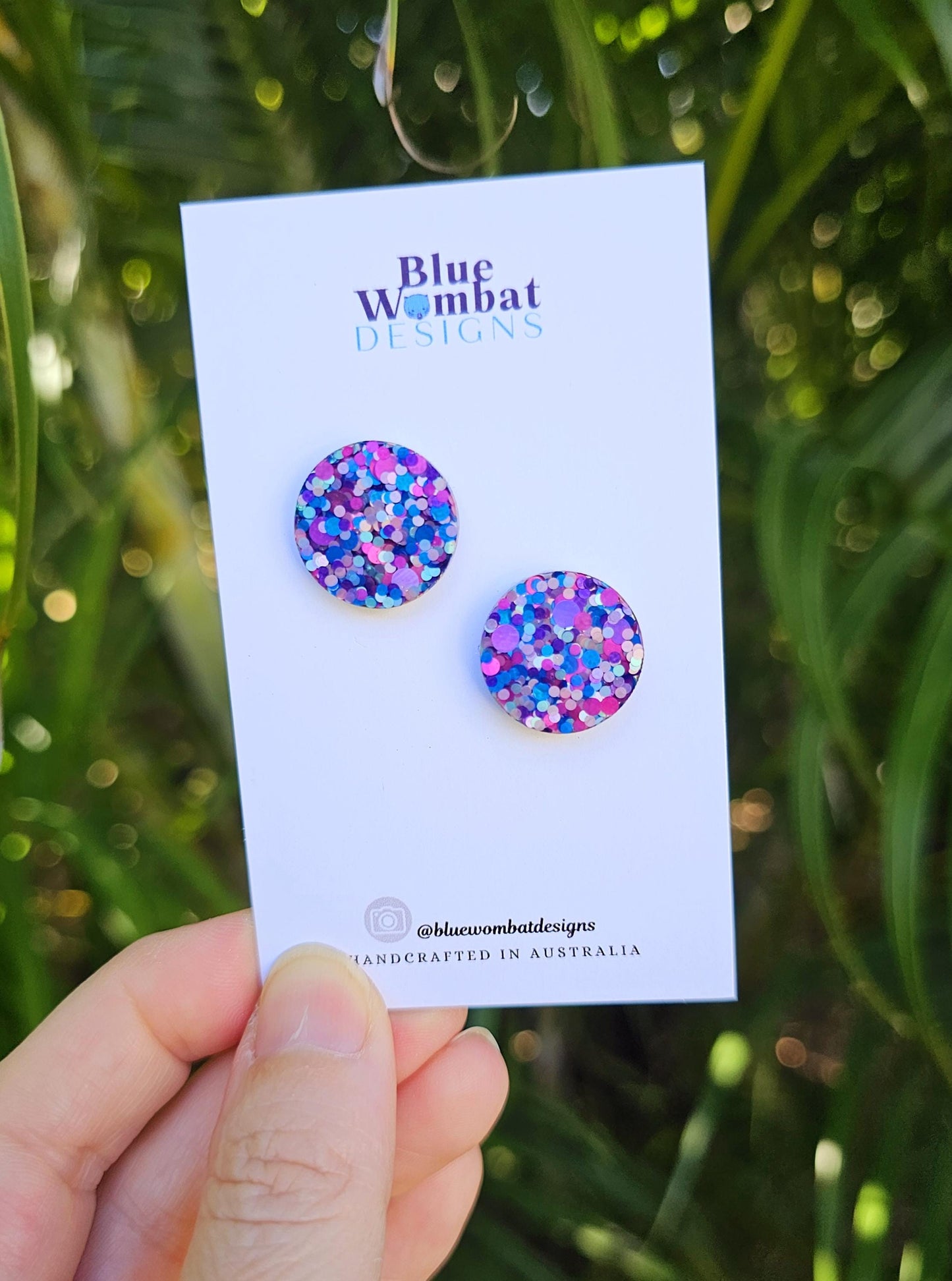 Colourful Glitter Resin Studs 17mm