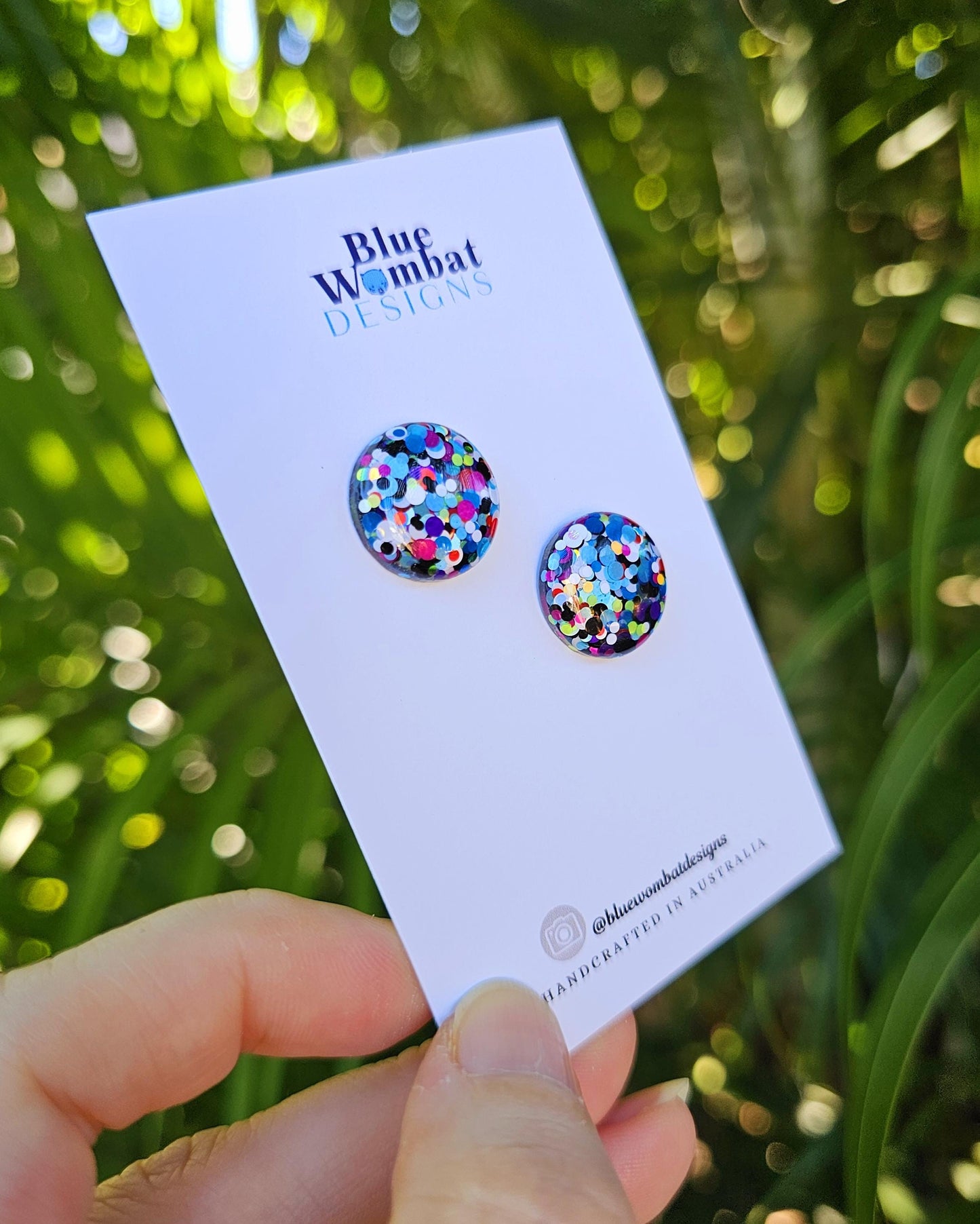 Colourful Glitter Resin Domed Studs 16mm