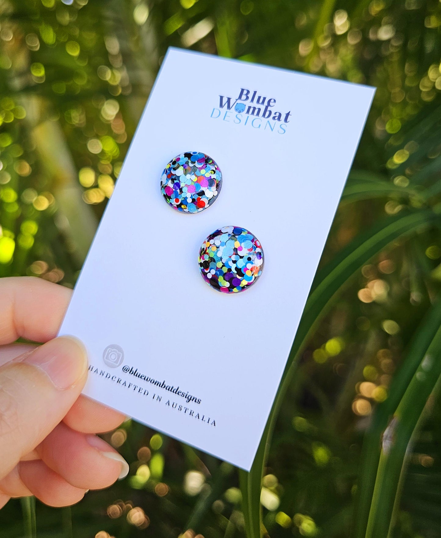 Colourful Glitter Resin Domed Studs 16mm