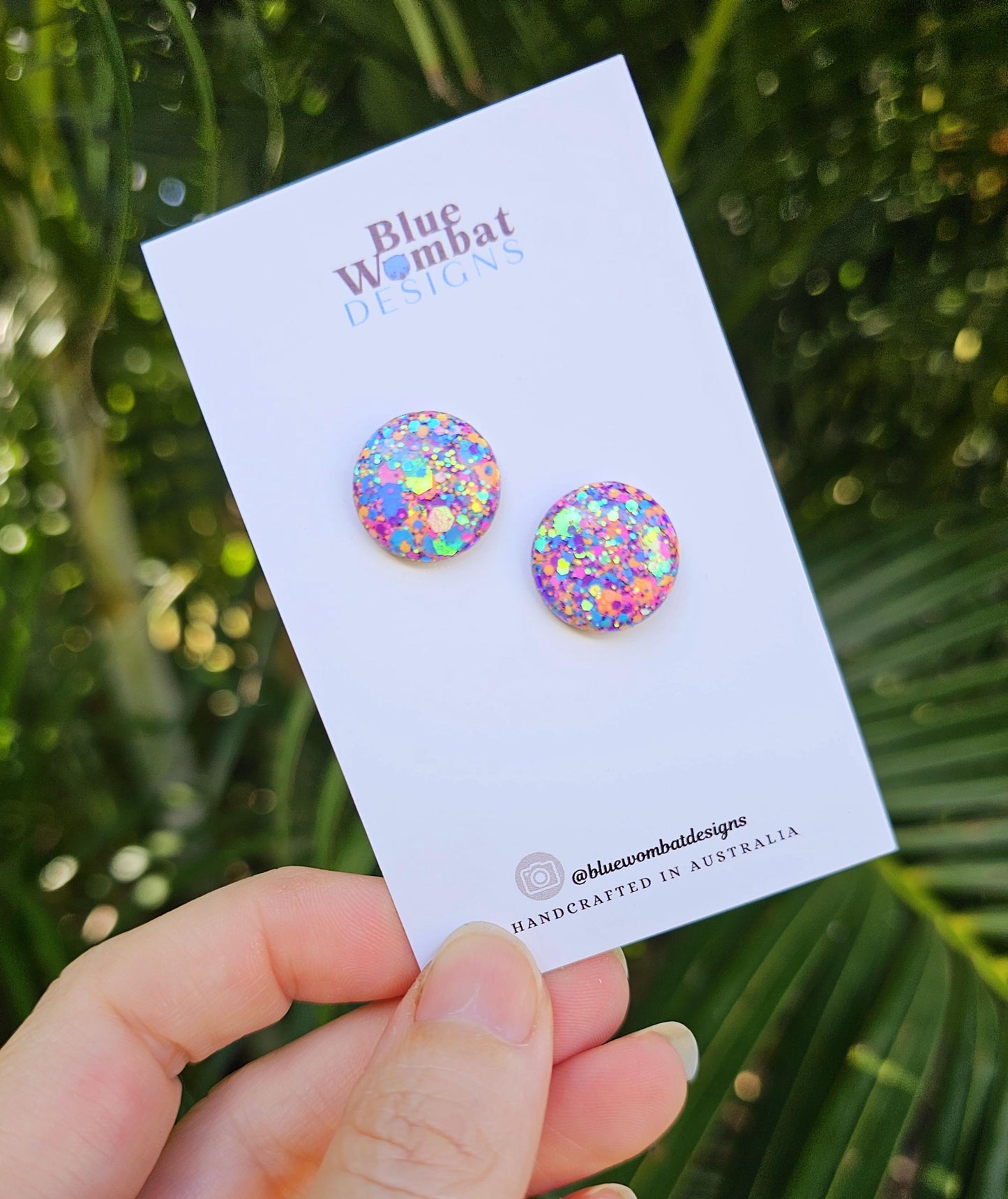 Colourful Glitter Resin Domed Studs 16mm