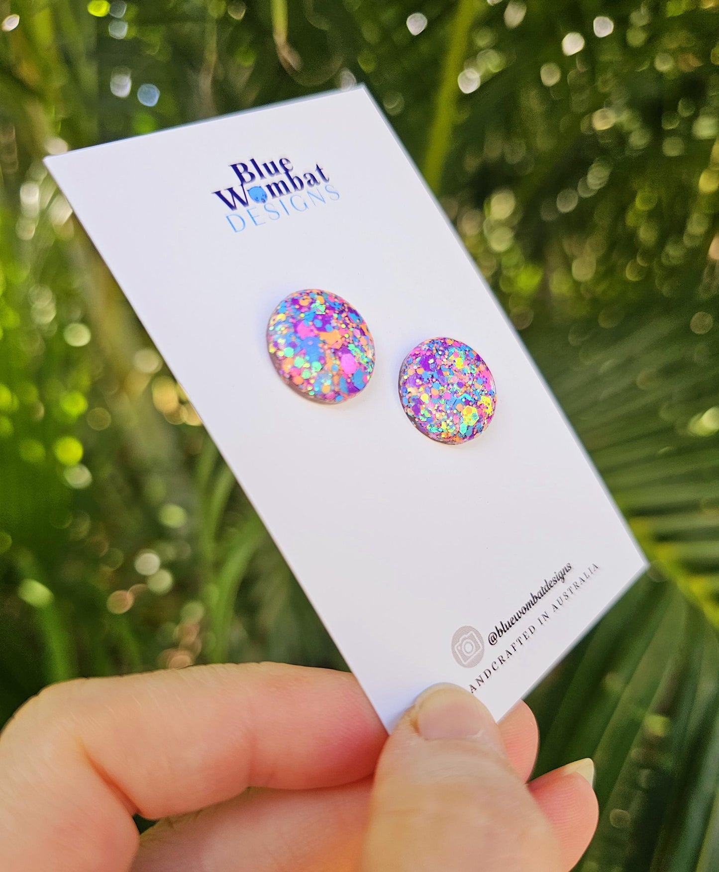 Colourful Glitter Resin Domed Studs 16mm