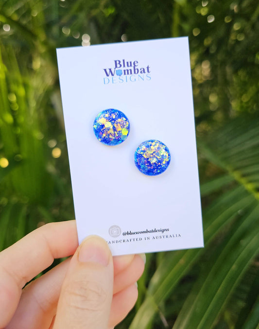 Iridescent Glitter Resin Domed Studs 16mm