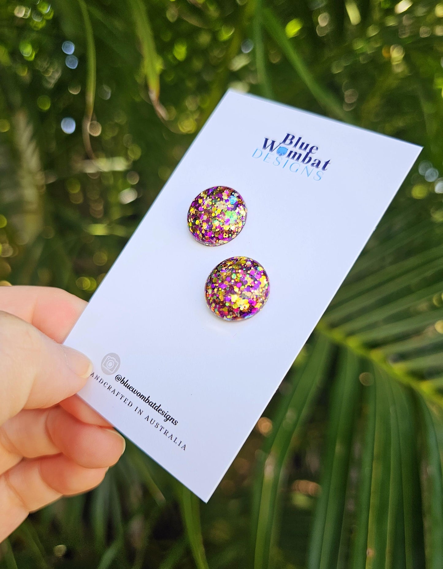Colourful Glitter Sparkle Resin Domed Studs 16mm