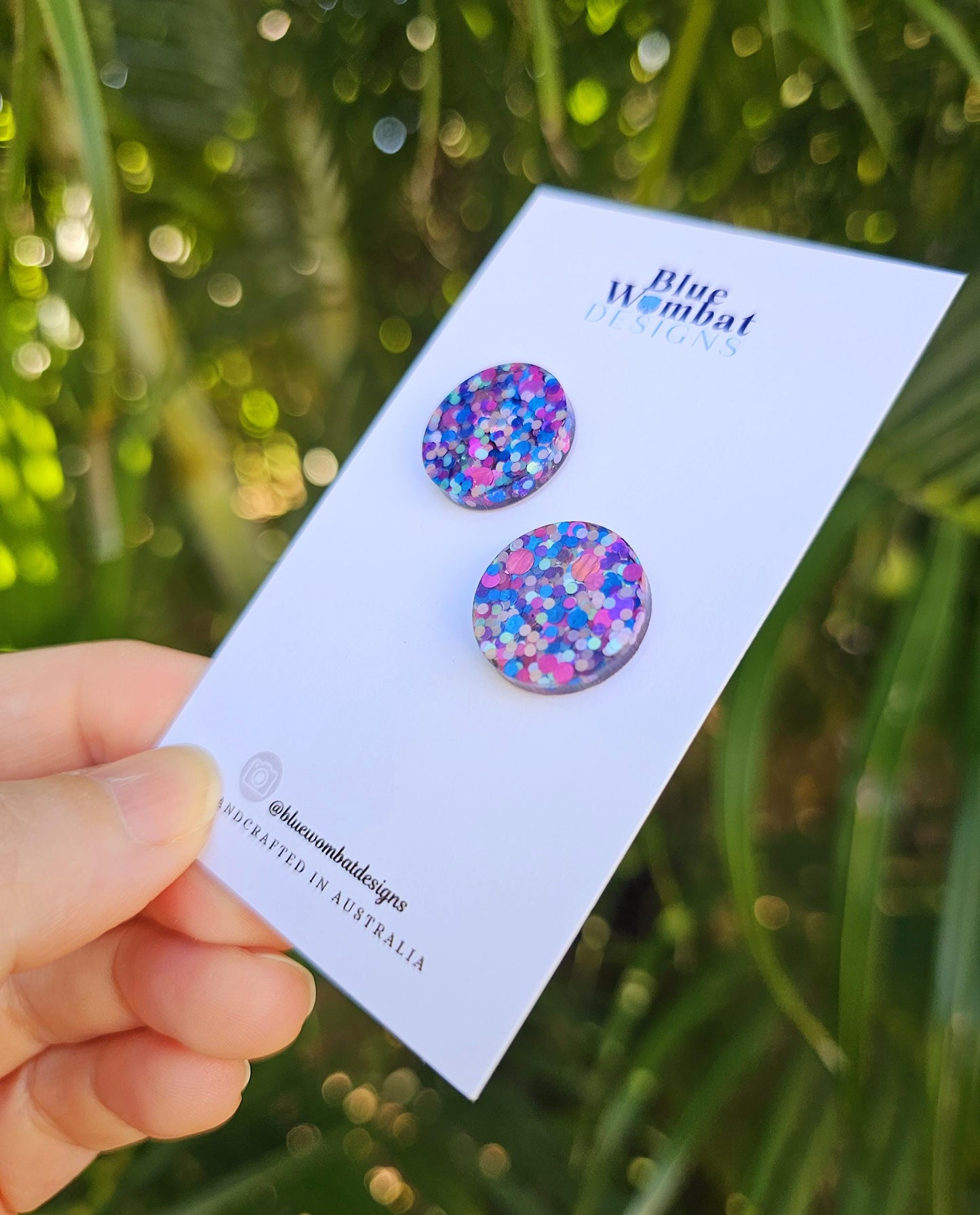 Colourful Glitter Resin Studs 17mm