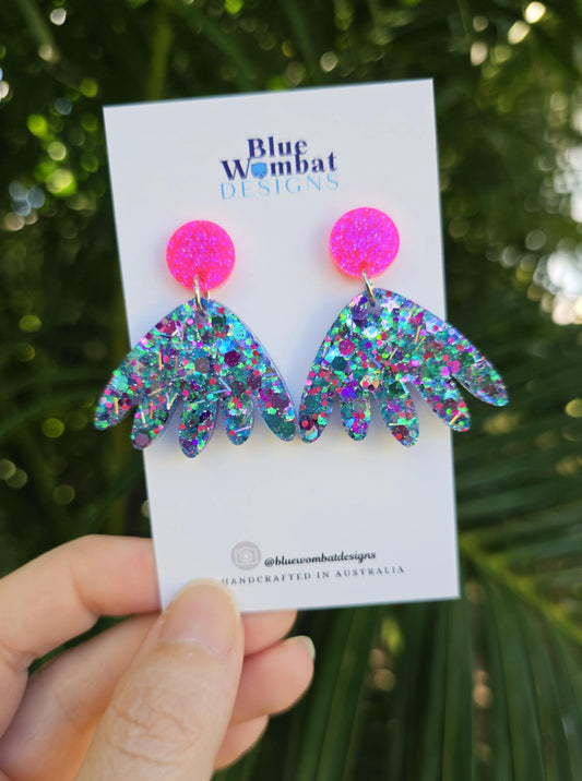 Colourful Glitter Resin Statement Earrings