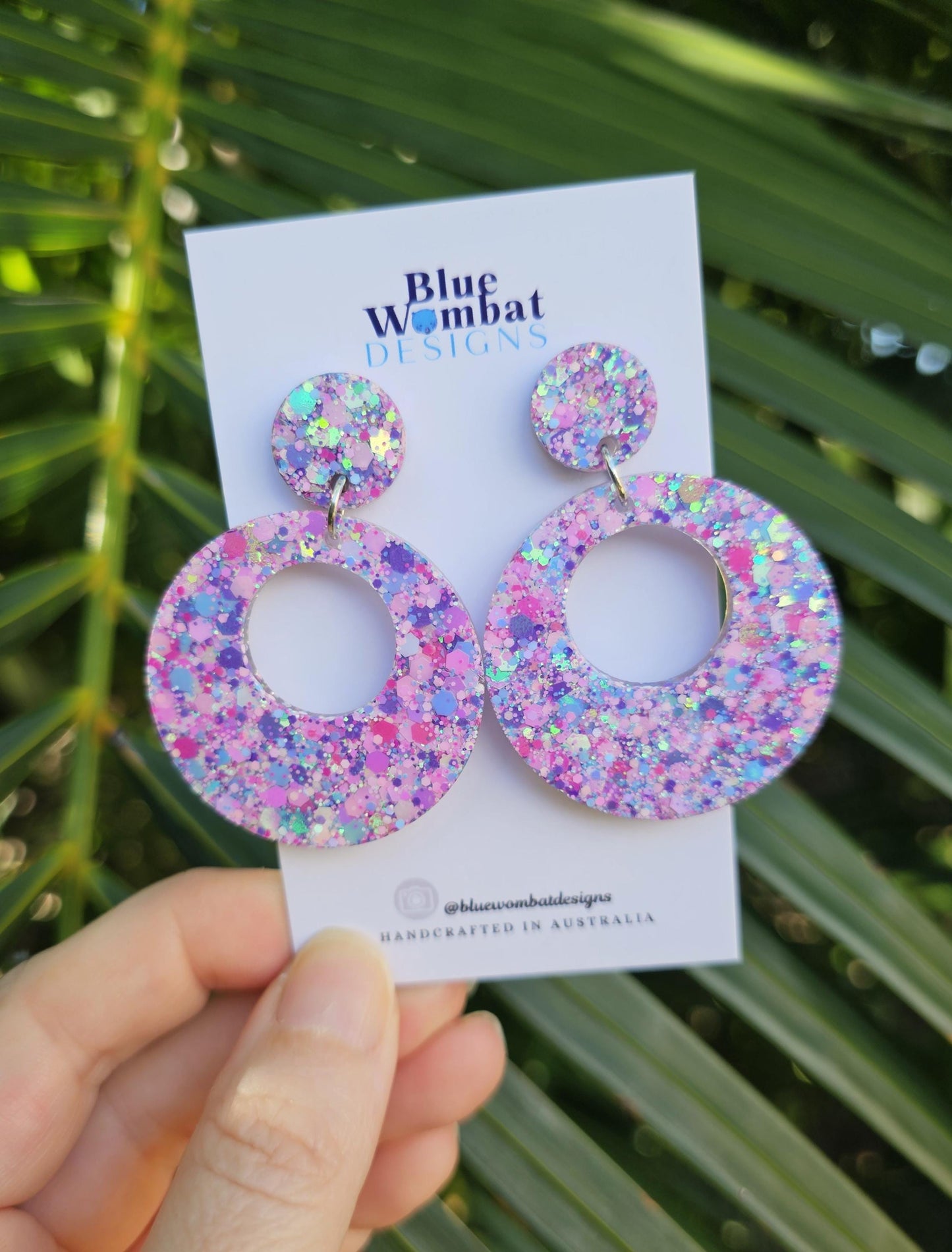 Colourful Glitter Resin Round Dangle Earrings
