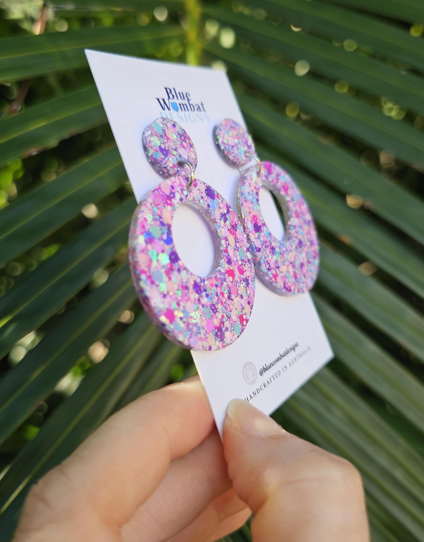 Colourful Glitter Resin Round Dangle Earrings