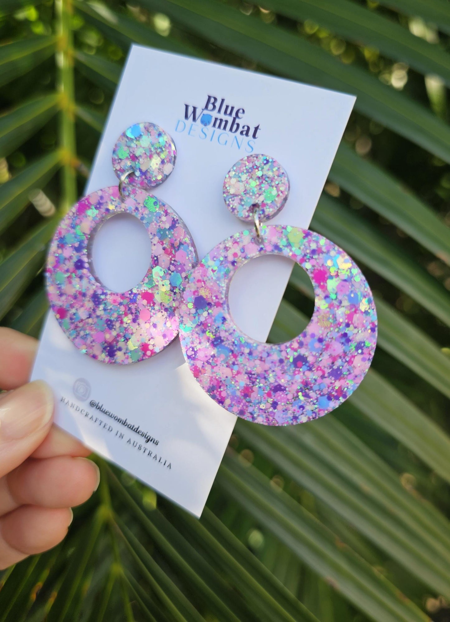 Colourful Glitter Resin Round Dangle Earrings