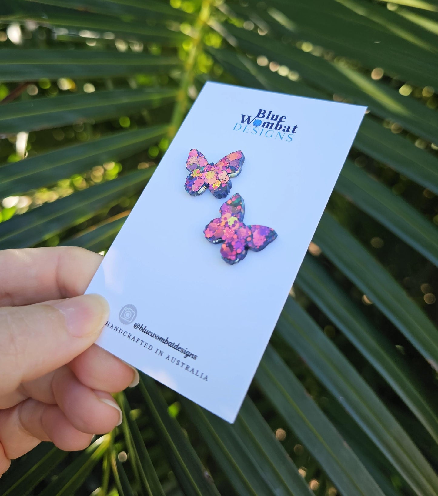 Butterfly Glitter Resin Handmade Studs