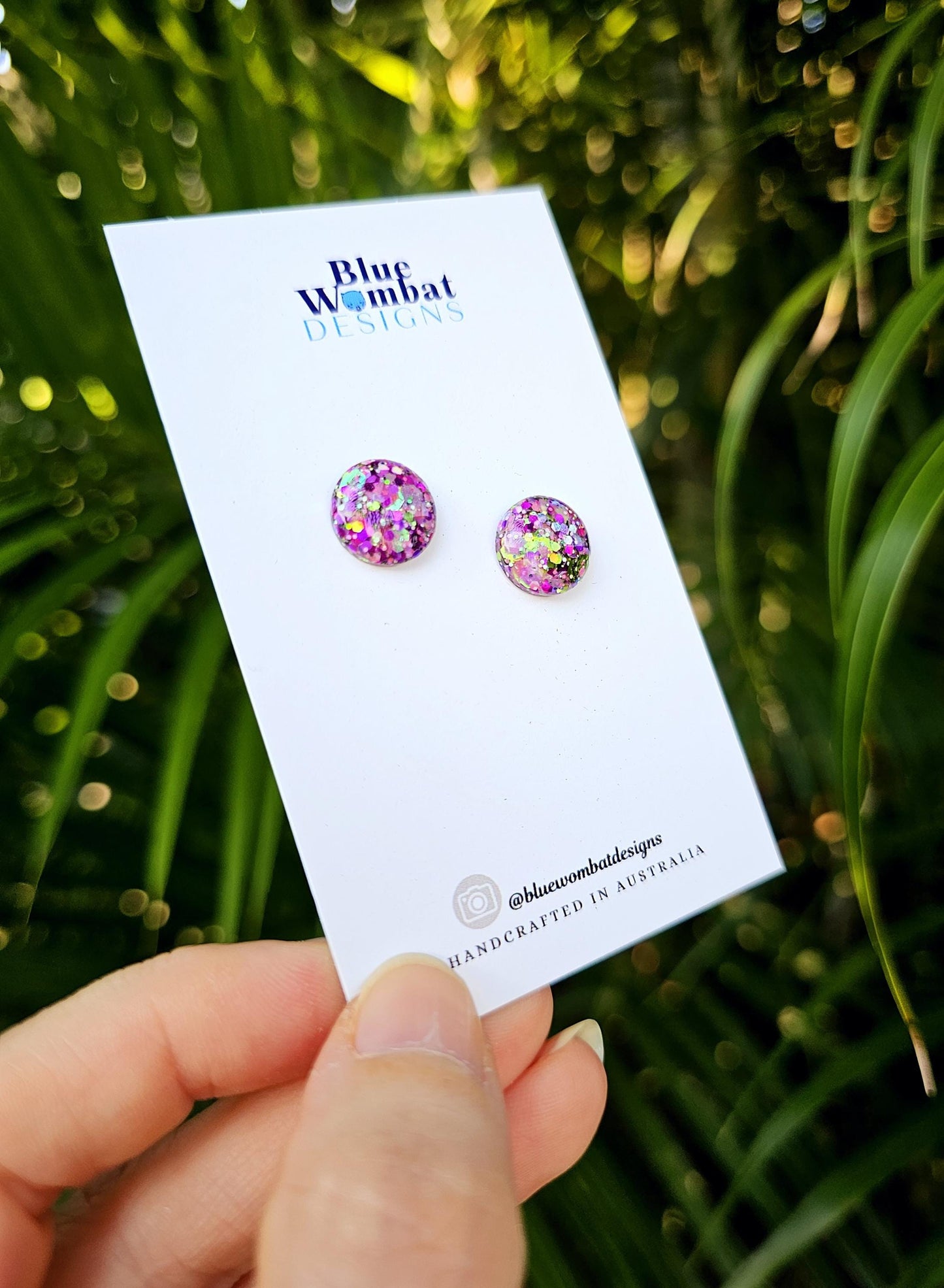 Colourful Glitter Resin Domed Studs 12mm