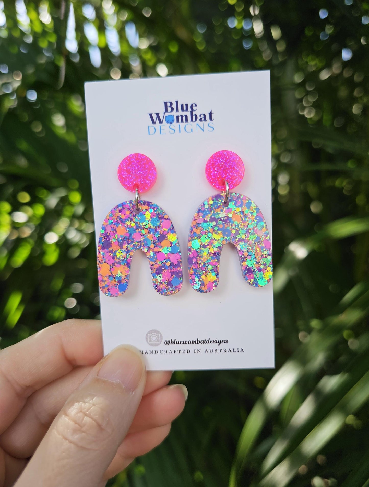 Arch Colourful Glitter Resin Dangle Earrings