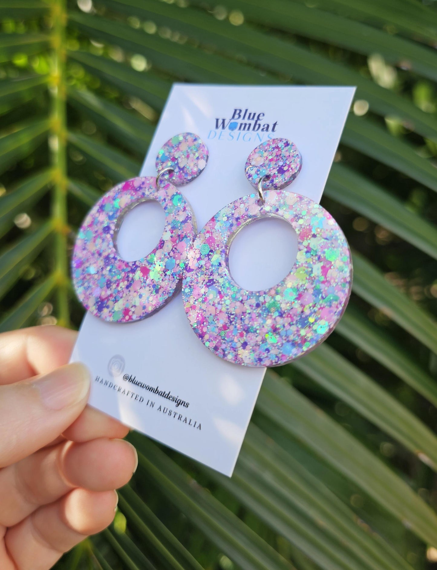 Colourful Glitter Resin Round Dangle Earrings