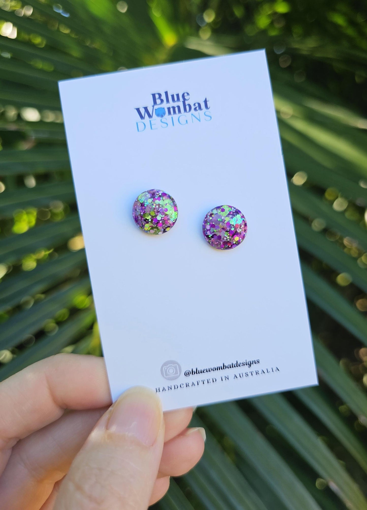 Colourful Glitter Resin Domed Studs 12mm