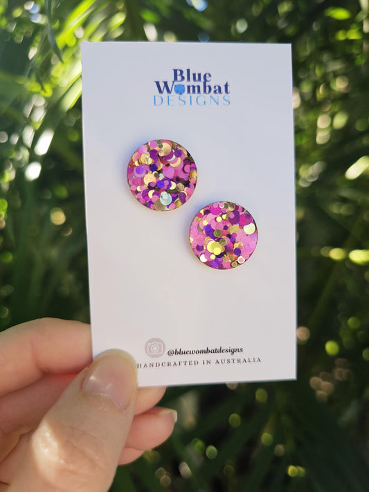 Resin Glitter Handmade Sparkle Studs 17mm