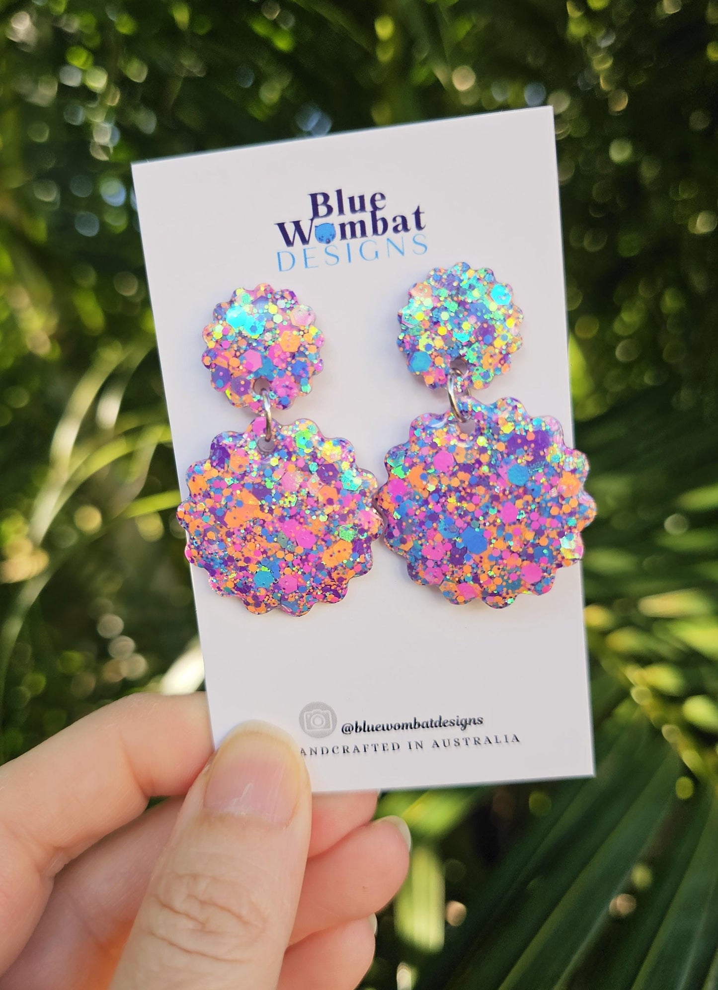 Colourful Glitter Resin Scallop Dangle Earrings