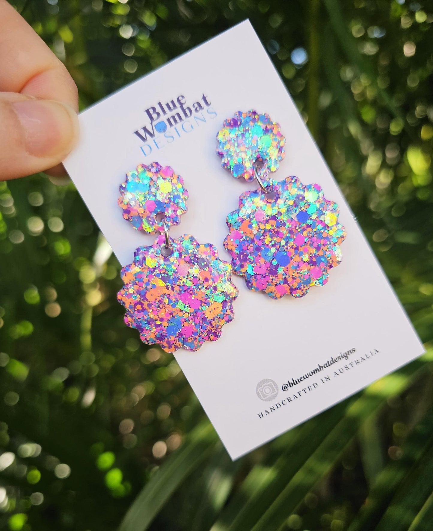 Colourful Glitter Resin Scallop Dangle Earrings