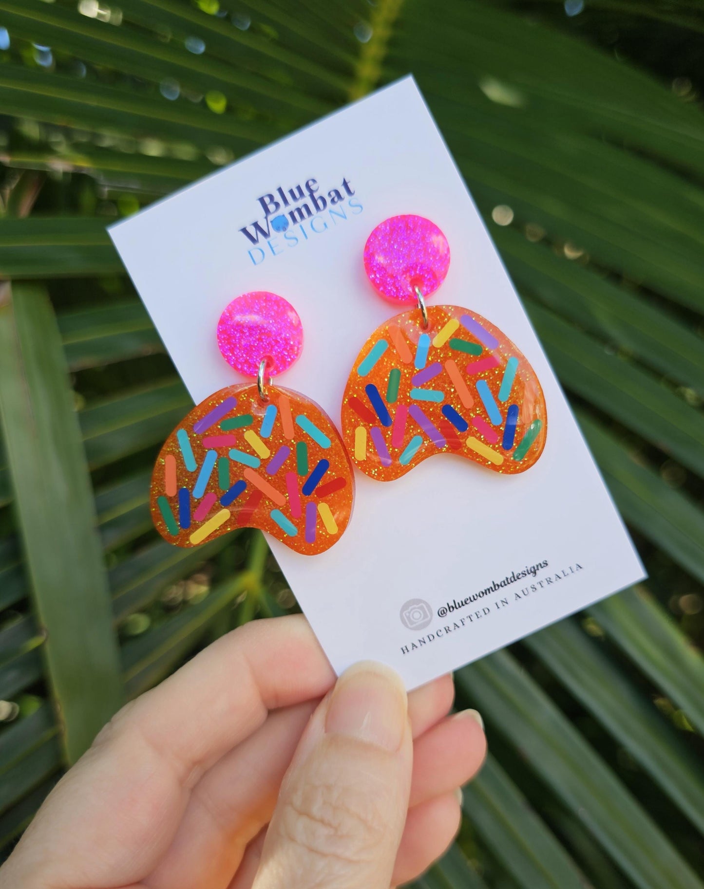 Resin Glitter Statement Domed Dangle Earrings