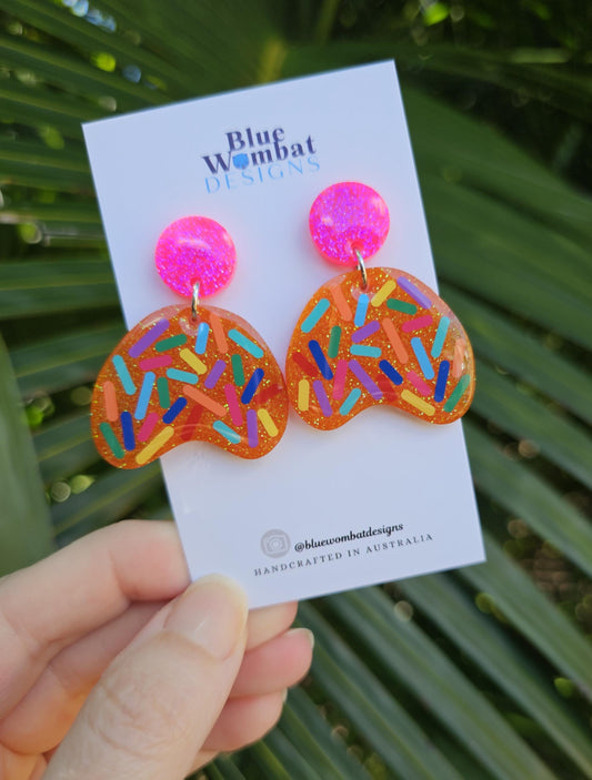 Resin Glitter Statement Domed Dangle Earrings