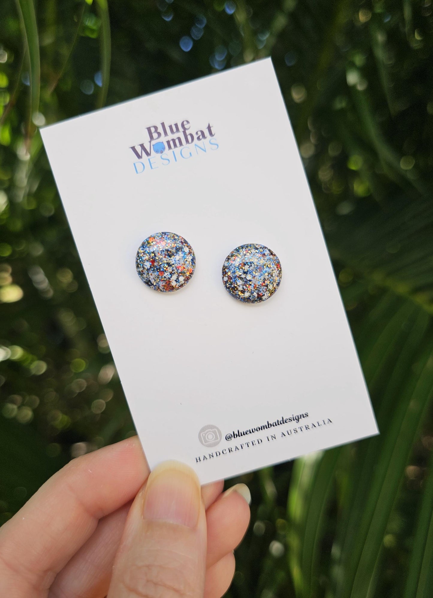 Colourful Glitter Resin Domed Studs 14mm