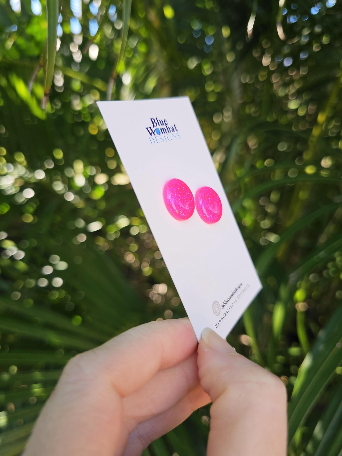 Hot Pink Glitter Resin Domed Studs 16mm