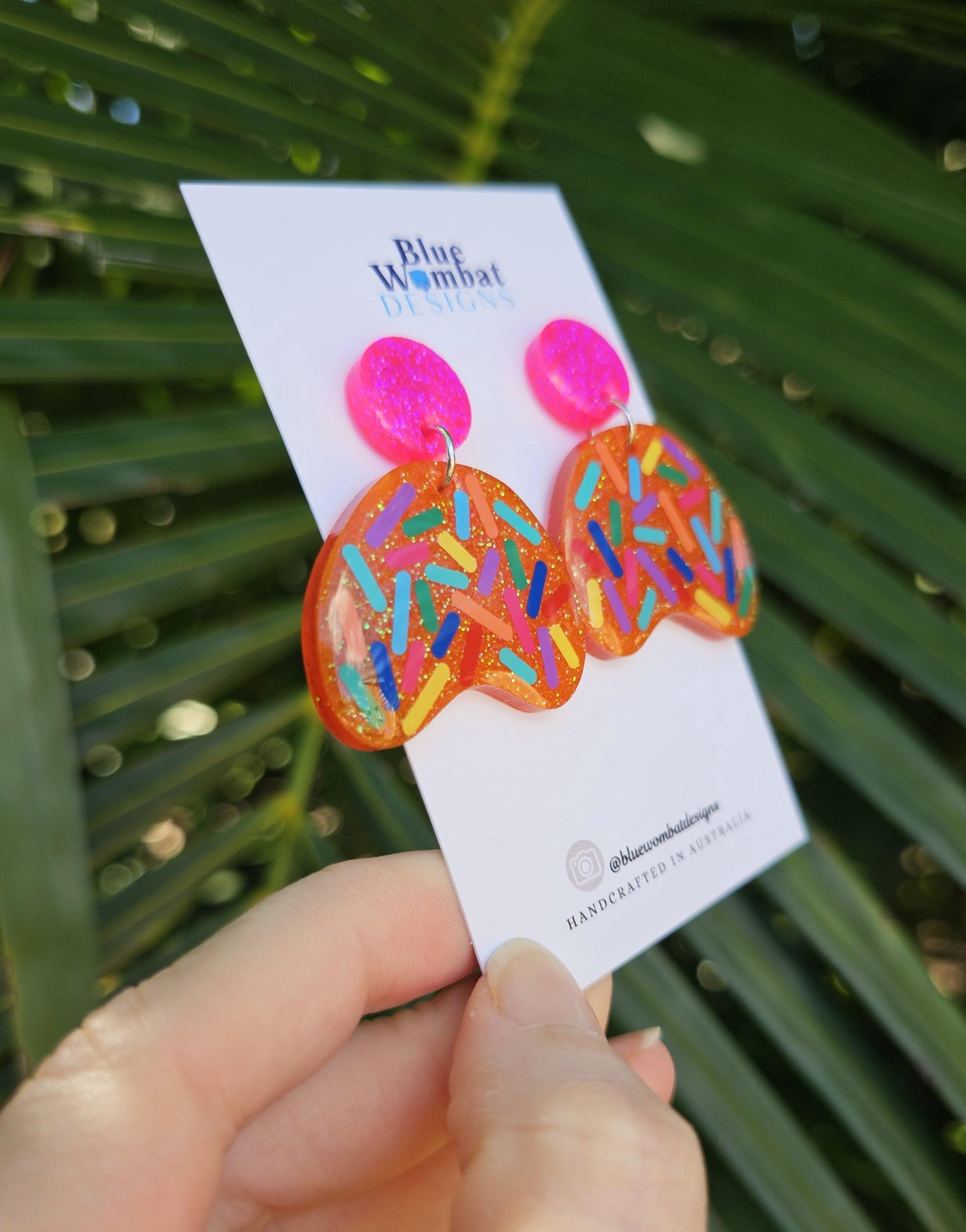 Resin Glitter Statement Domed Dangle Earrings
