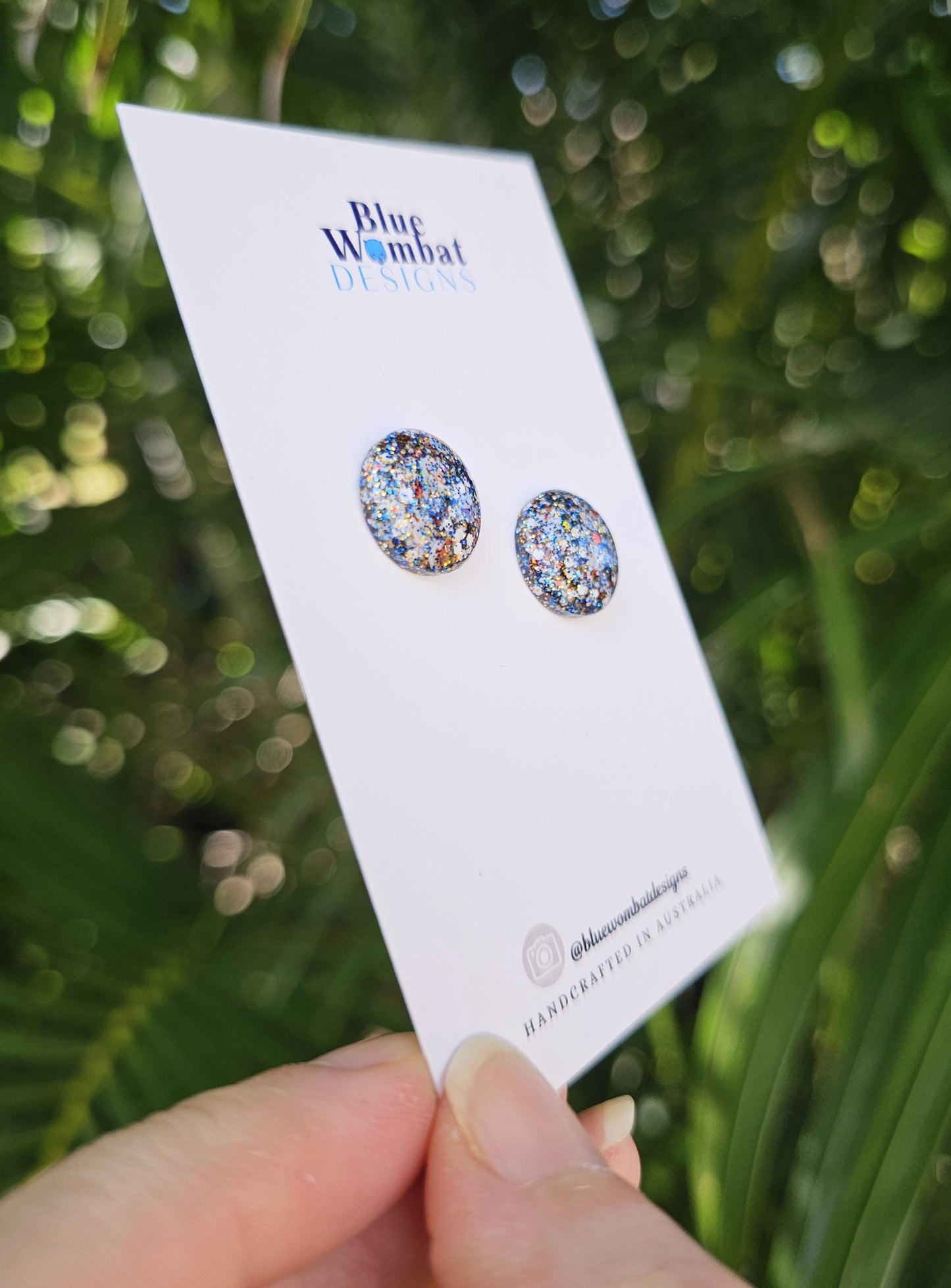 Colourful Glitter Resin Domed Studs 14mm