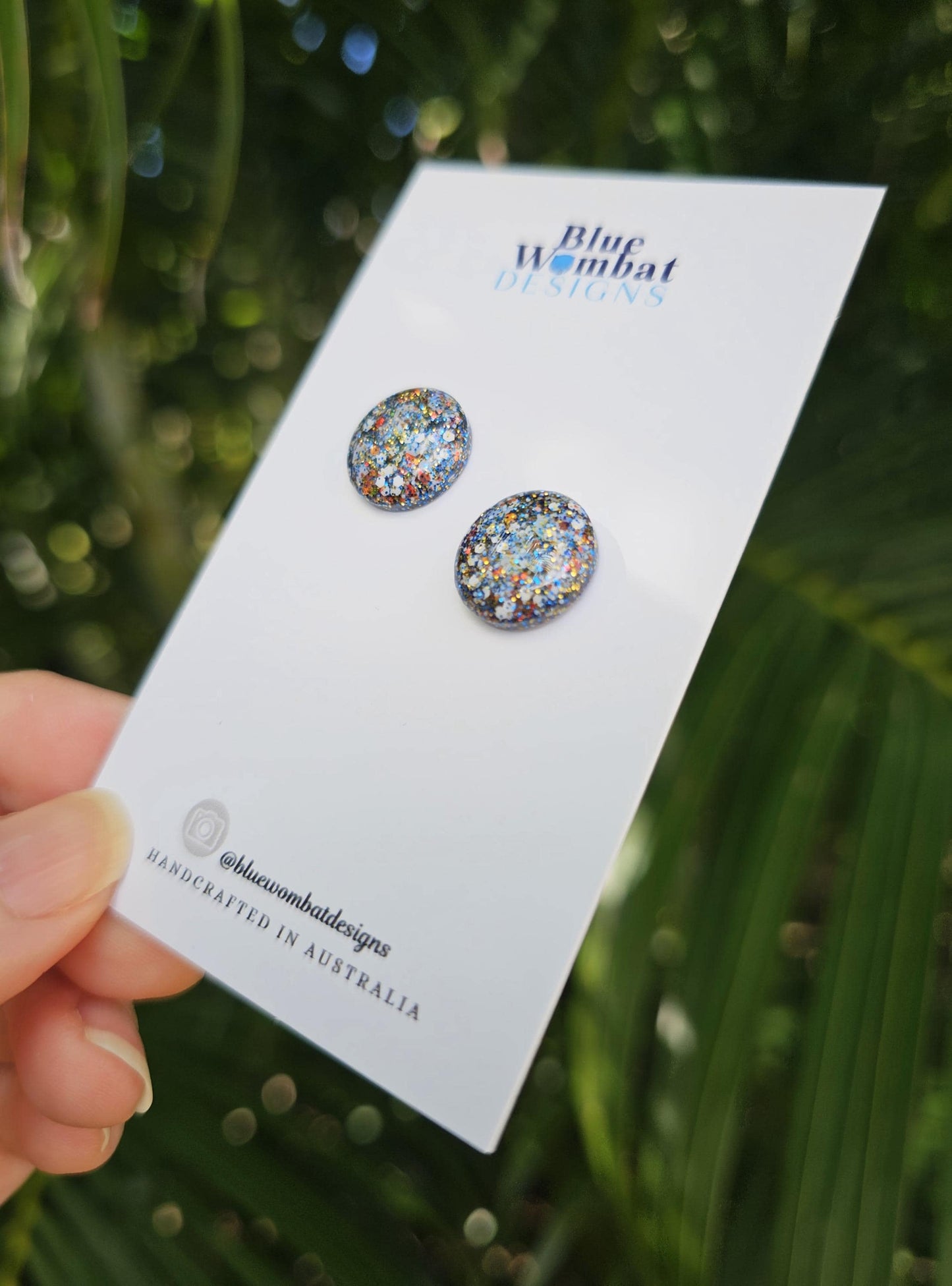 Colourful Glitter Resin Domed Studs 14mm