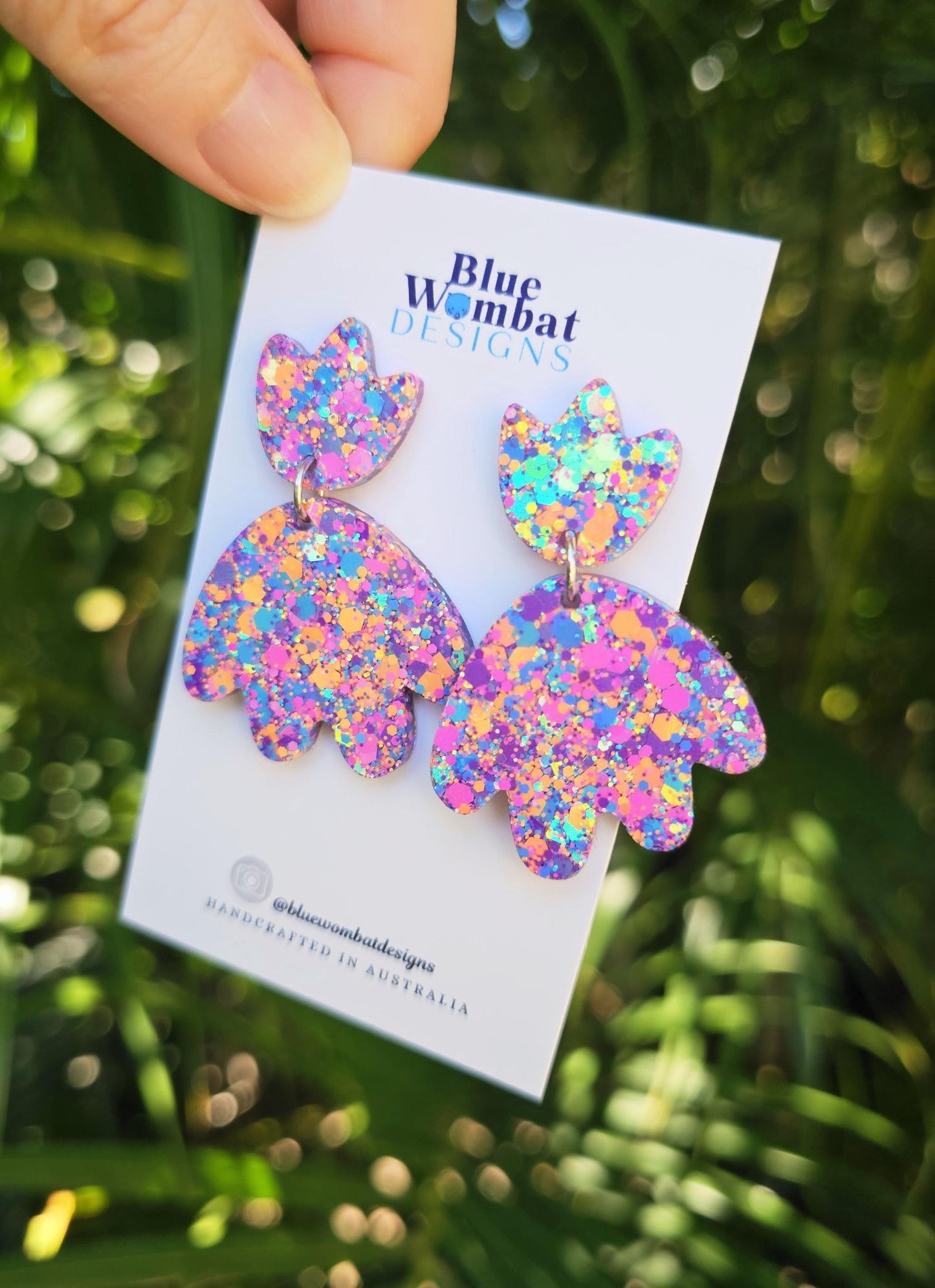 Colourful Glitter Resin Statement Dangle Earrings