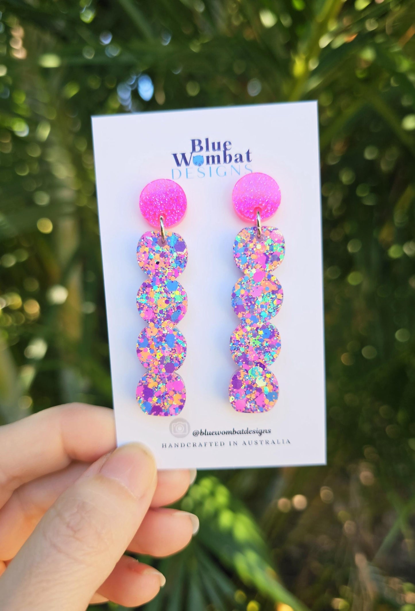 Squiggle Resin Glitter Statement Dangle Earrings