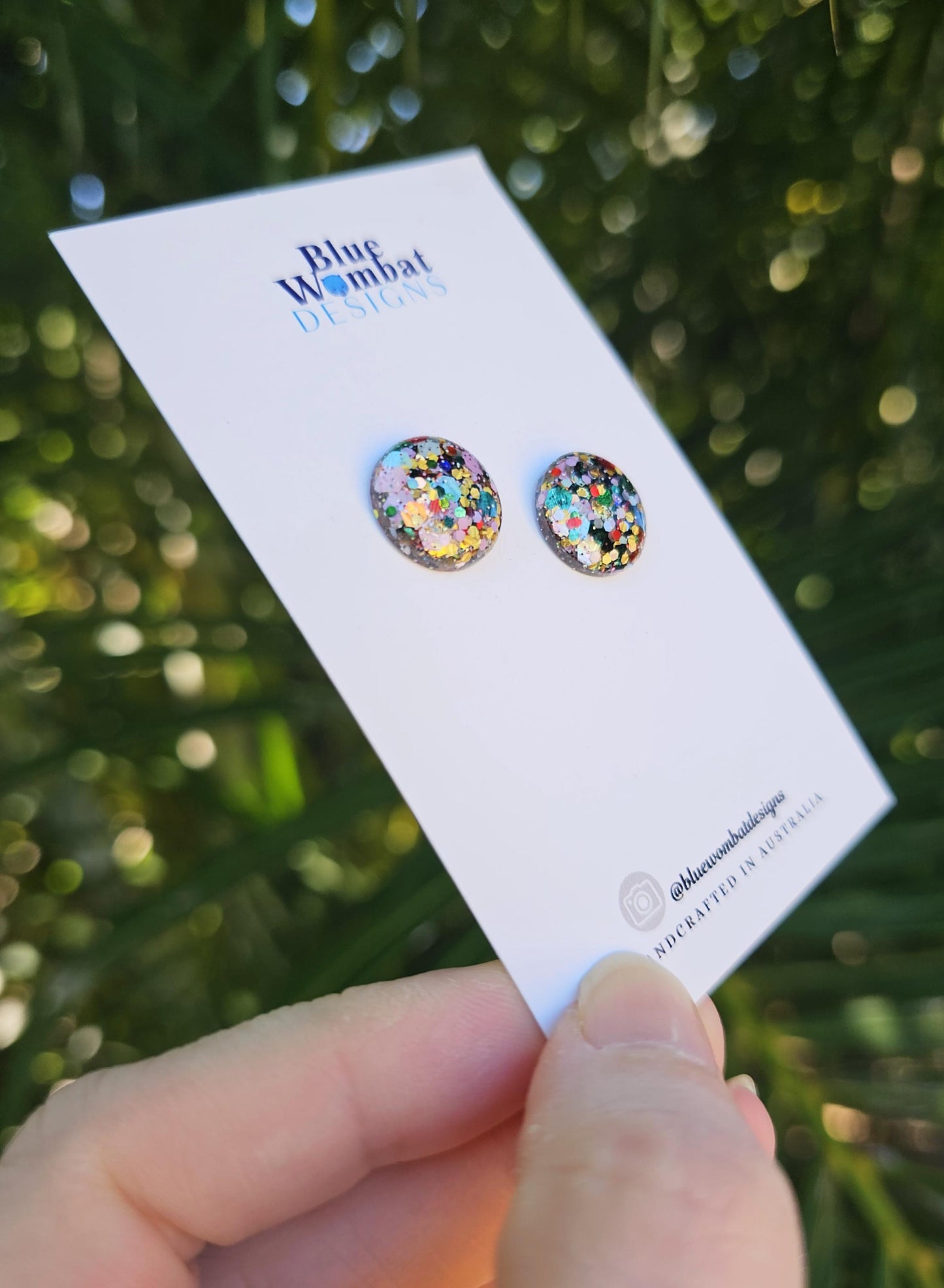 Christmas Glitter Resin Domed Studs 14mm