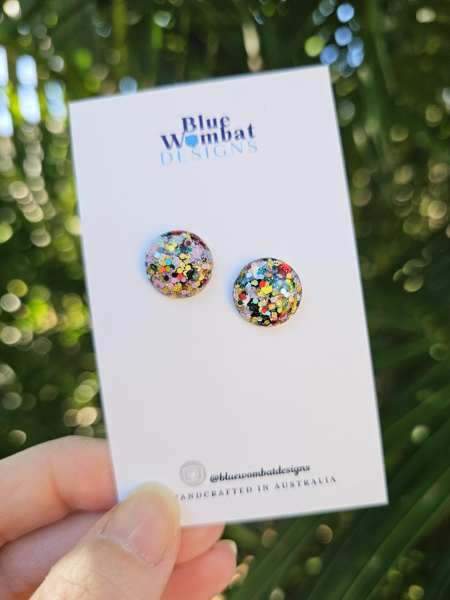 Christmas Glitter Resin Domed Studs 14mm