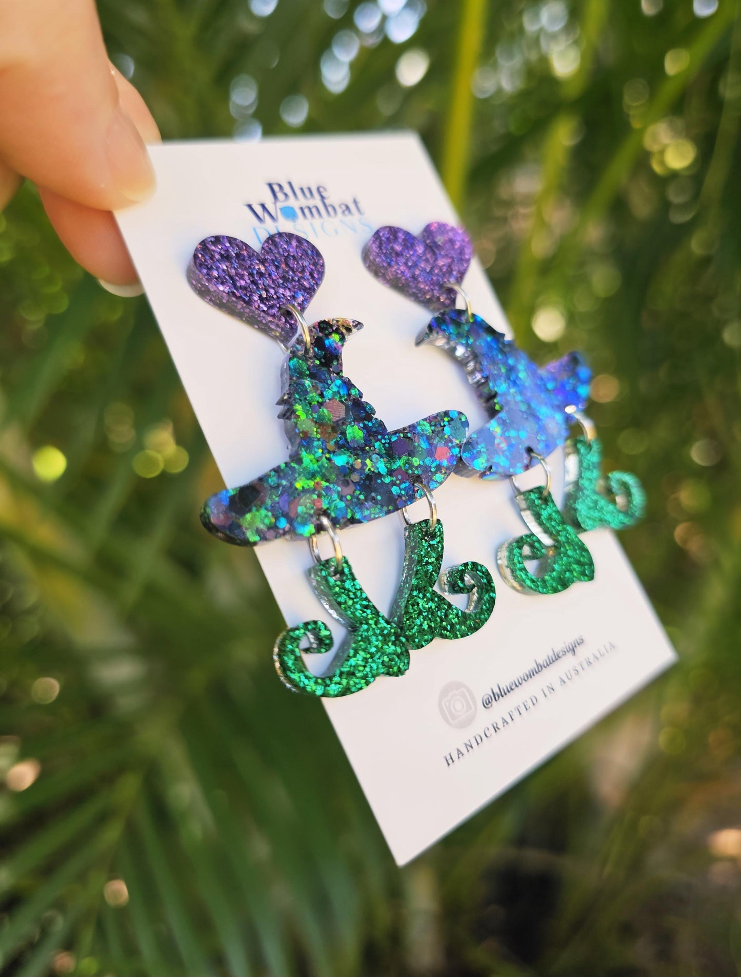 Halloween Witches Hat Resin Glitter Earrings