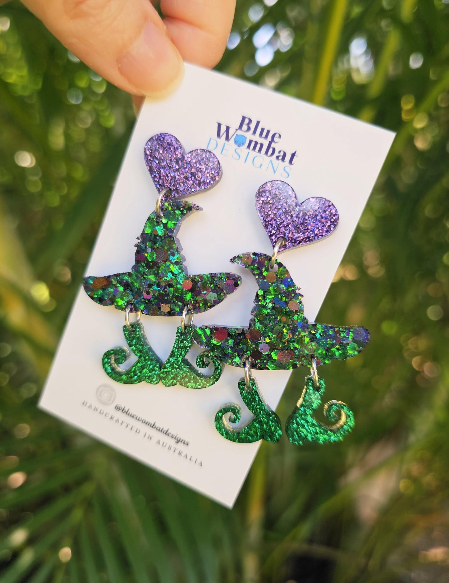 Halloween Witches Hat Resin Glitter Earrings