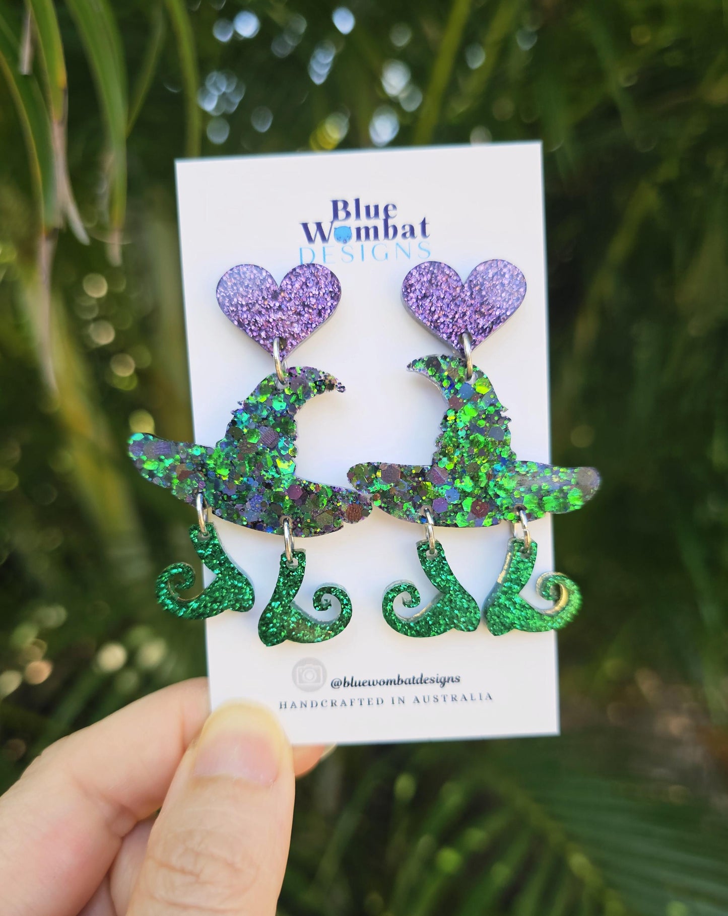 Halloween Witches Hat Resin Glitter Earrings