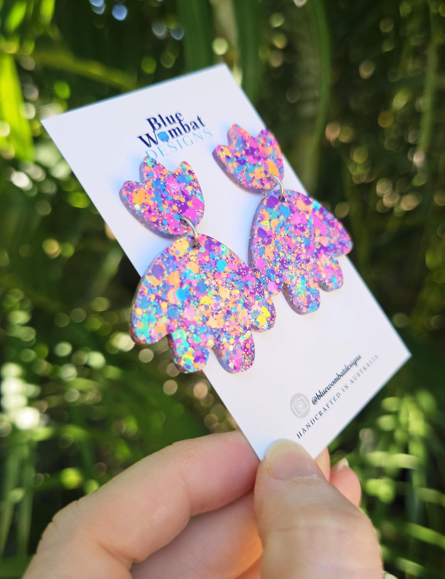 Colourful Glitter Resin Statement Dangle Earrings
