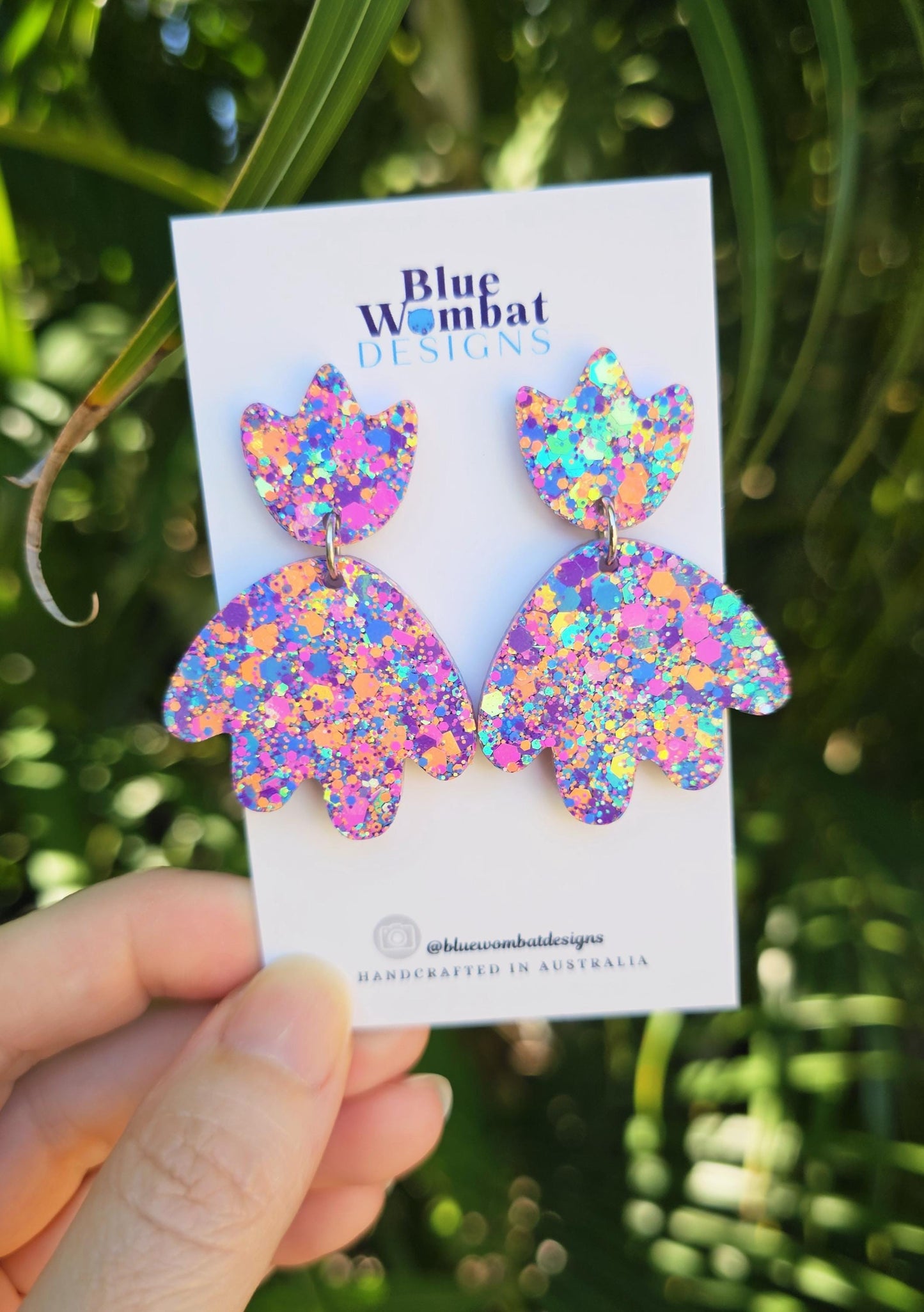 Colourful Glitter Resin Statement Dangle Earrings