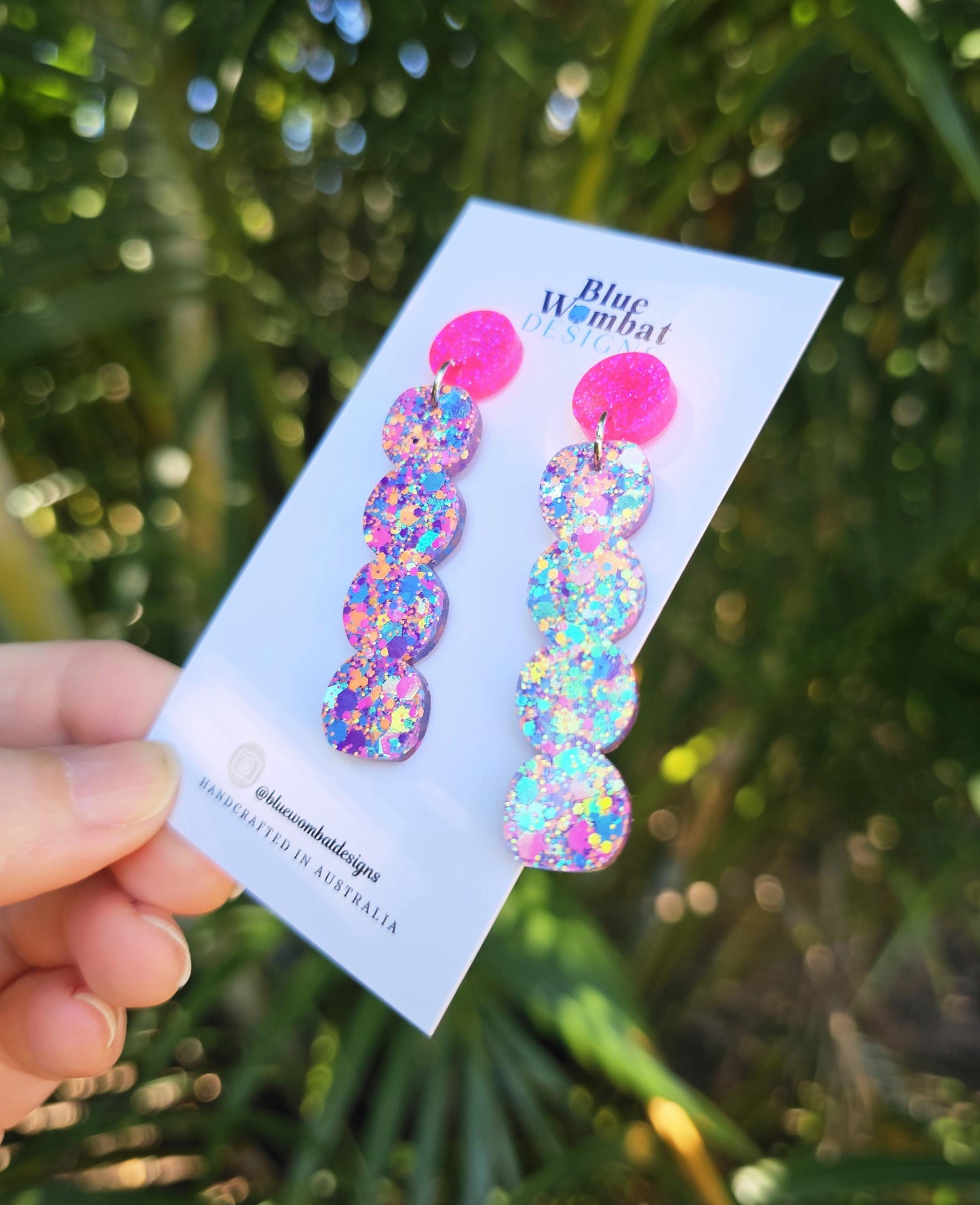 Squiggle Resin Glitter Statement Dangle Earrings