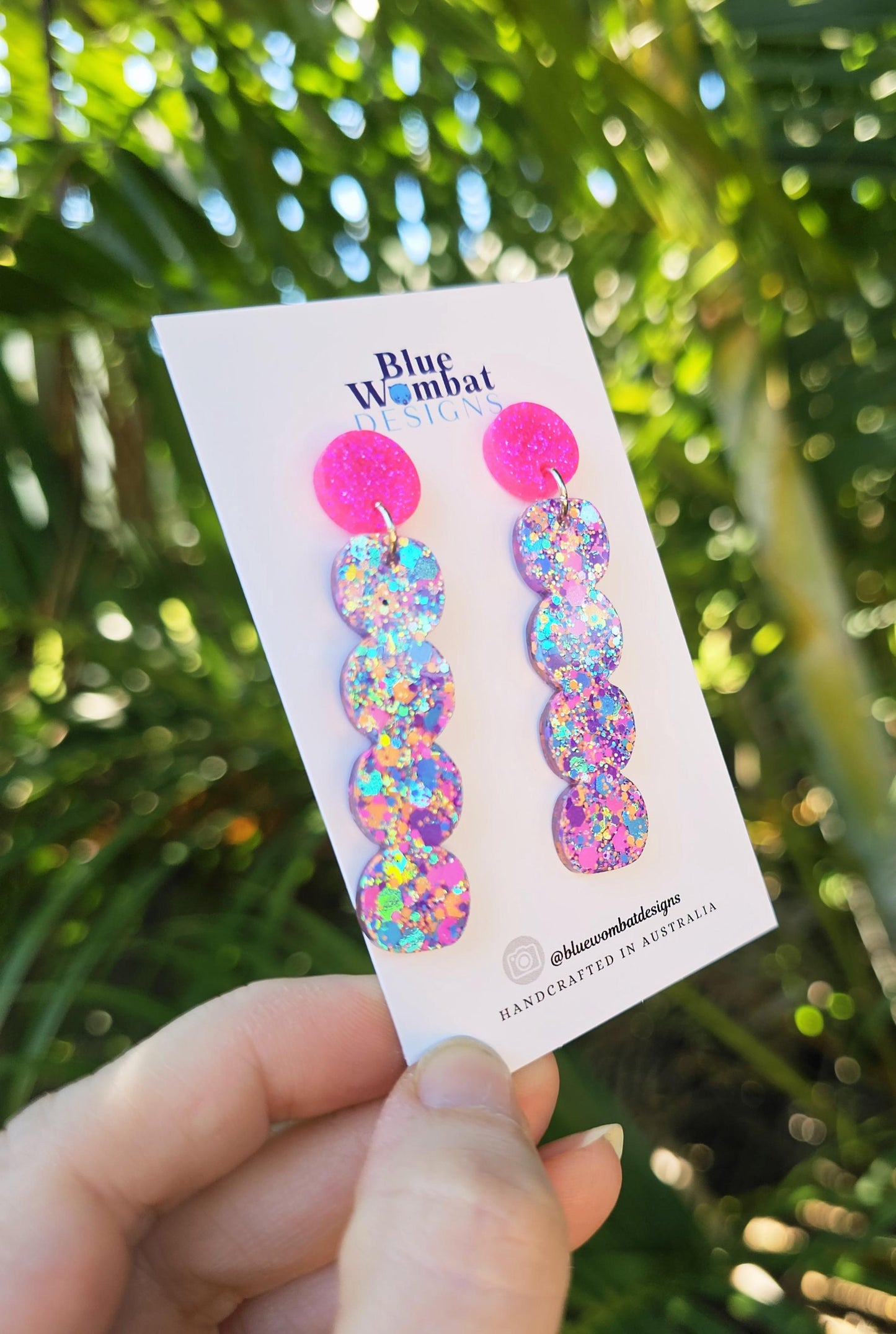 Squiggle Resin Glitter Statement Dangle Earrings