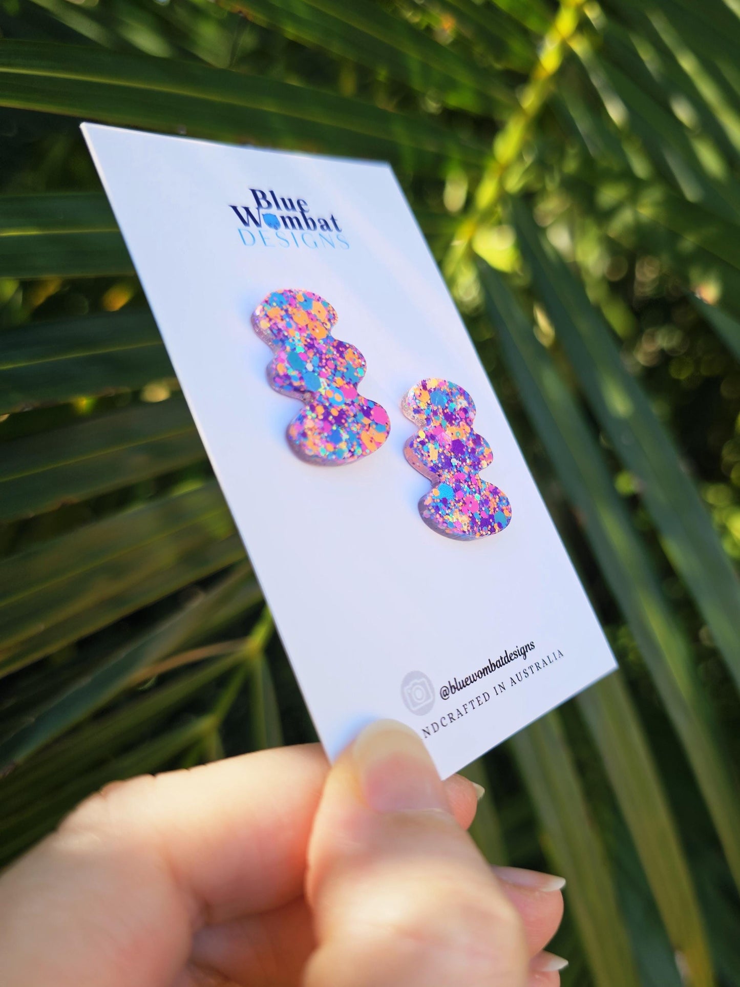 Squiggle Glitter Resin Studs