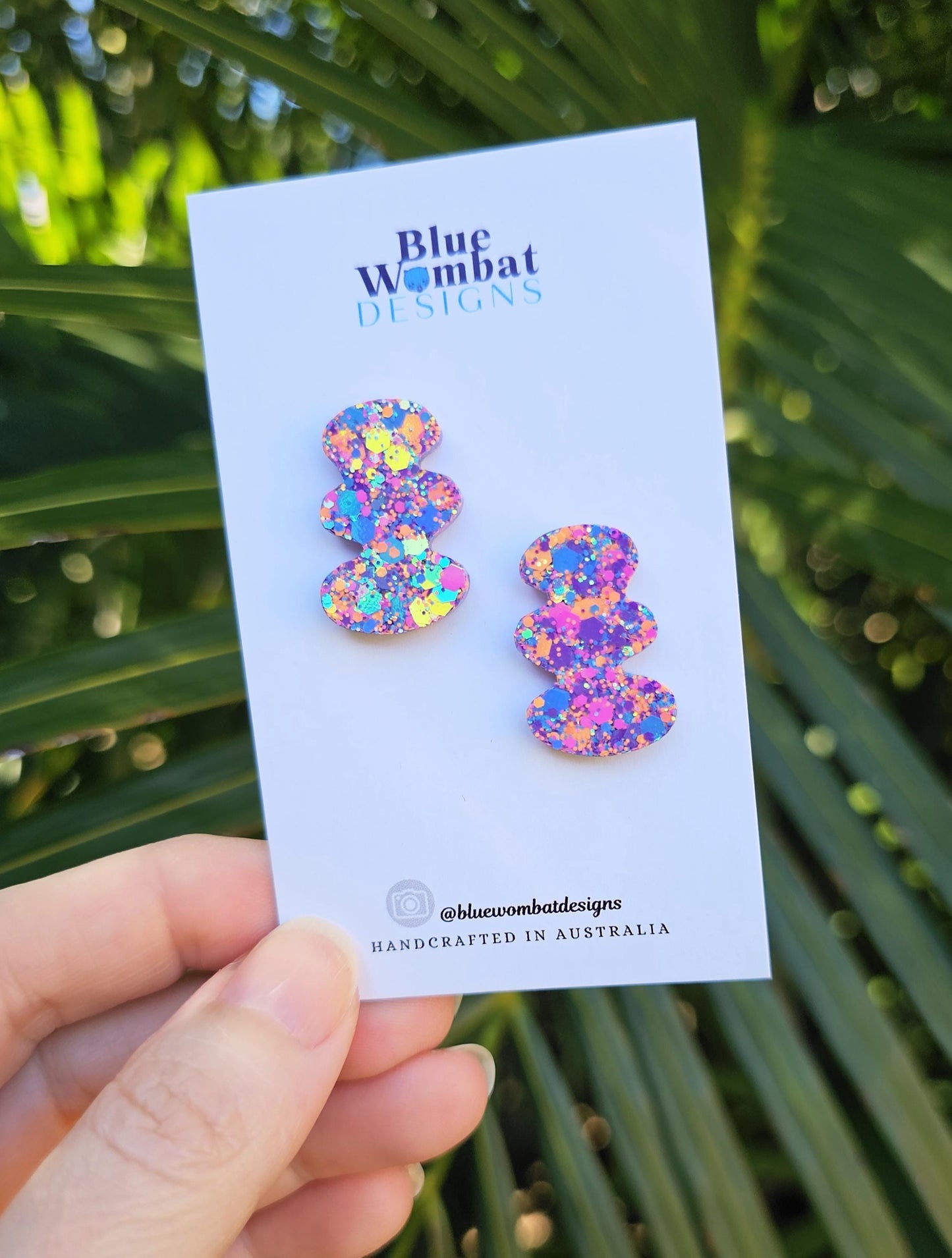 Squiggle Glitter Resin Studs