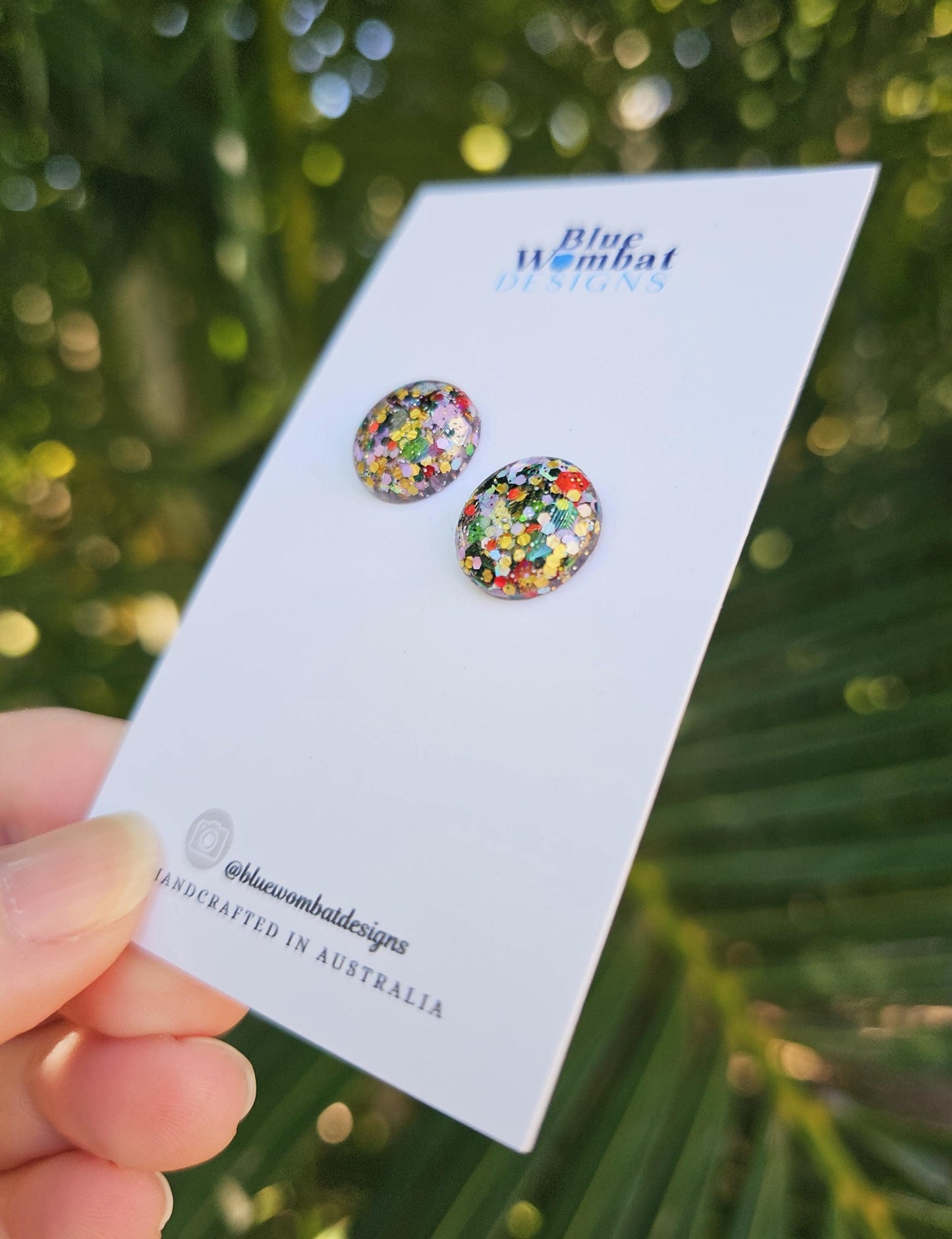 Christmas Glitter Resin Domed Studs 14mm