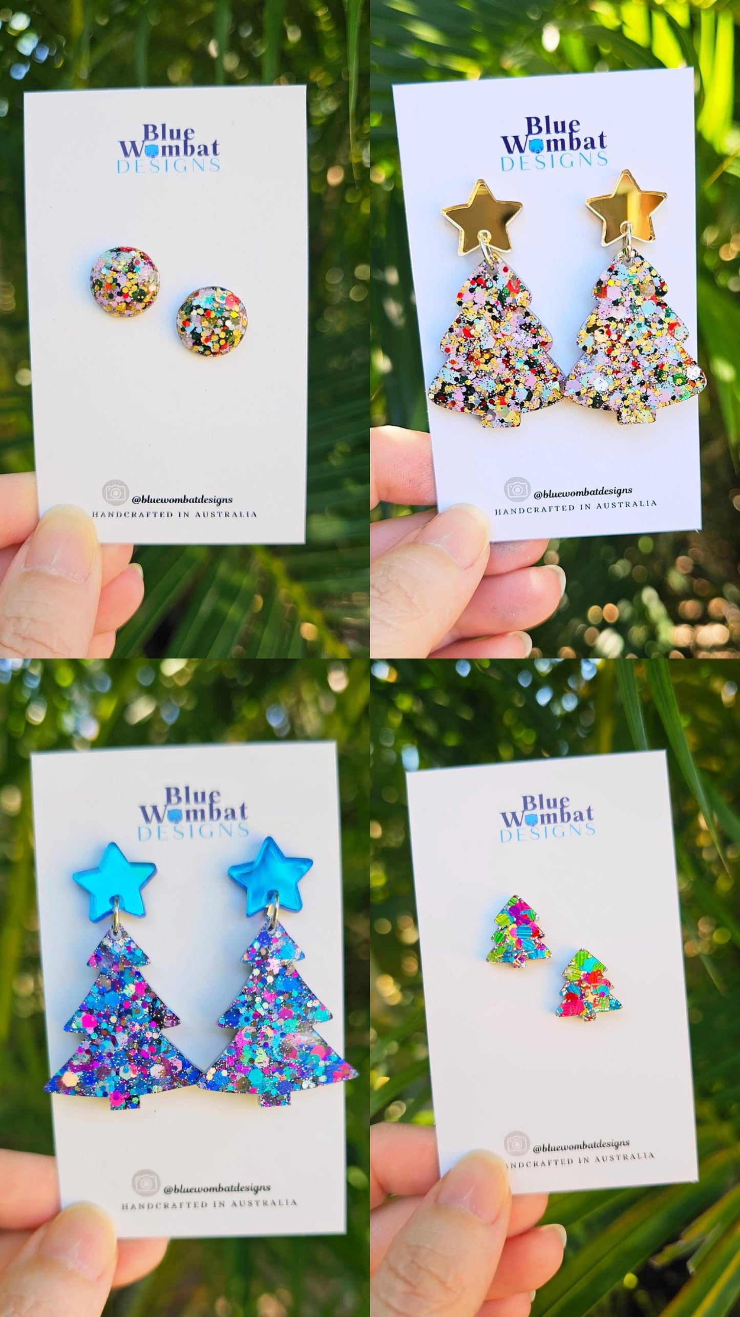 Christmas Resin Earrings Bon Bon Gift box 4 Pack Set