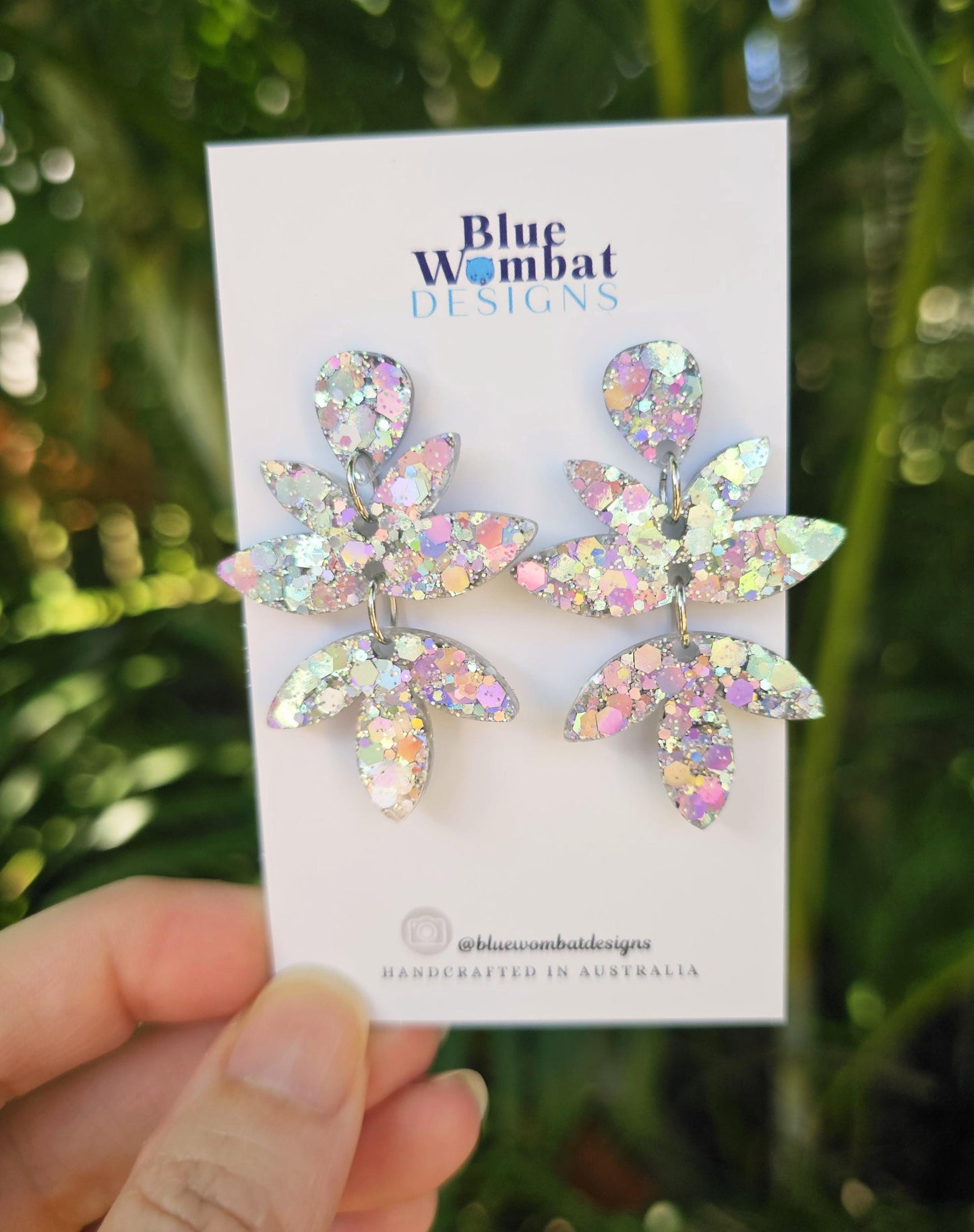 Resin Sparkle Glitter Handmade Dangle Earrings