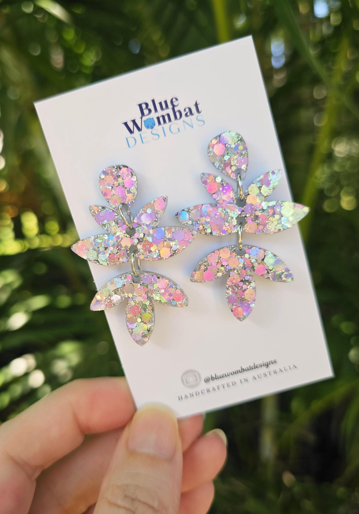 Resin Sparkle Glitter Handmade Dangle Earrings