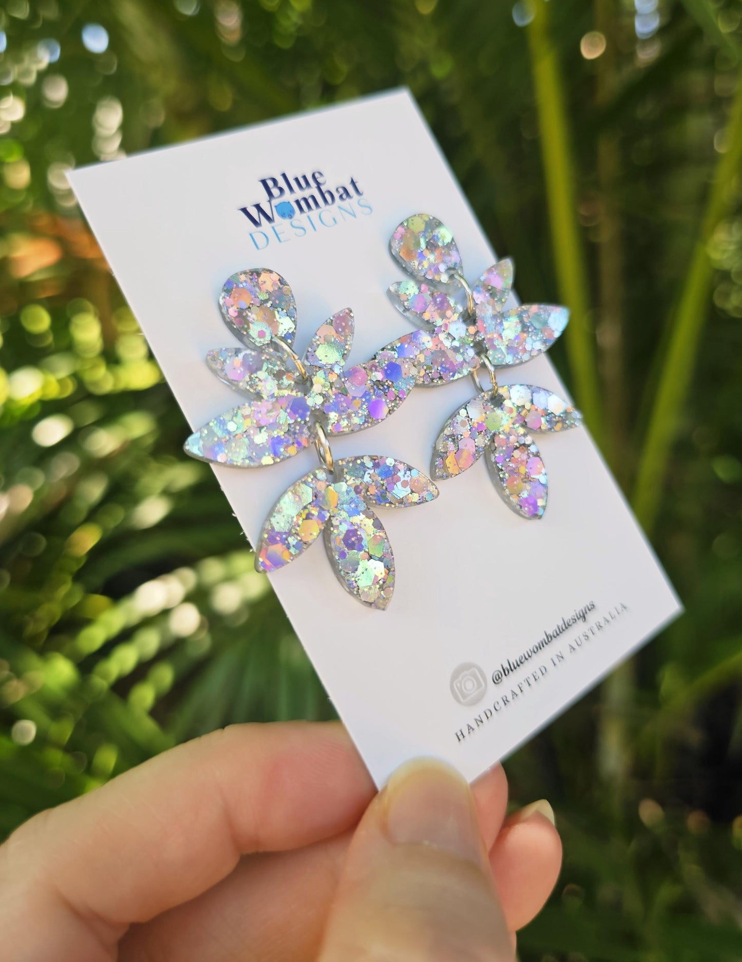 Resin Sparkle Glitter Handmade Dangle Earrings